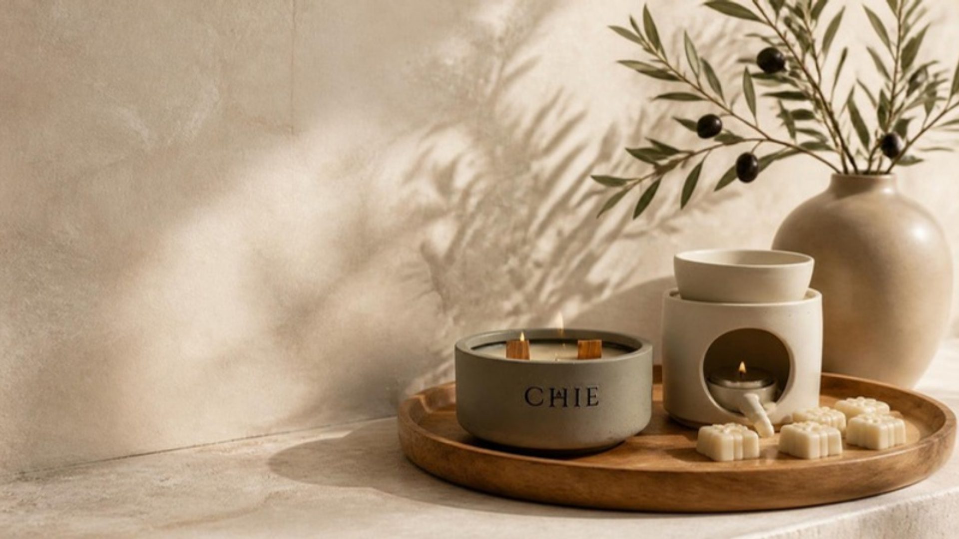 Ambiente Chie — velas encendidas en un interior cálido